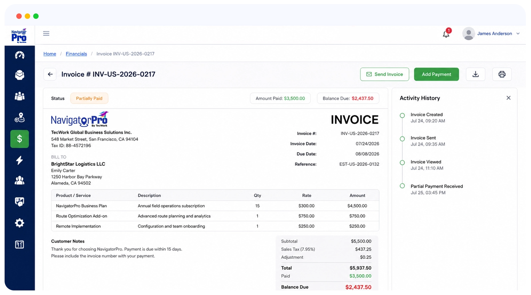 Invoices preview