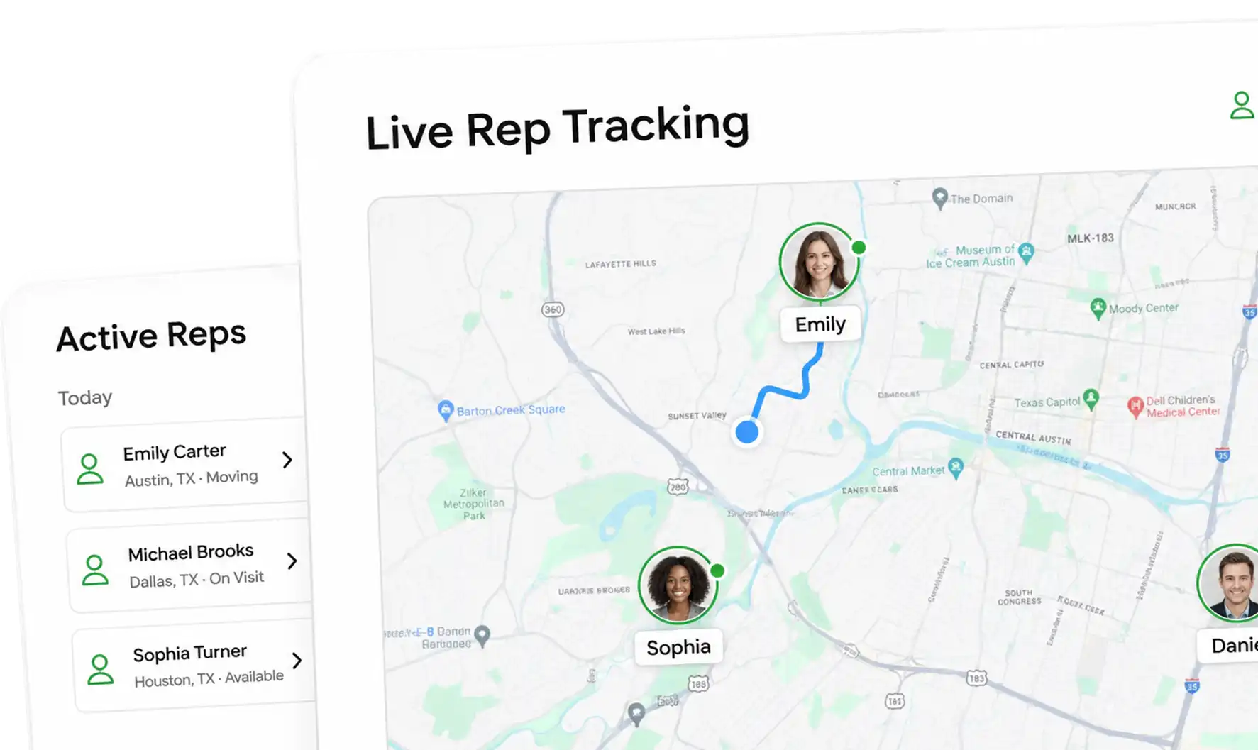 Live Sales Rep Tracking