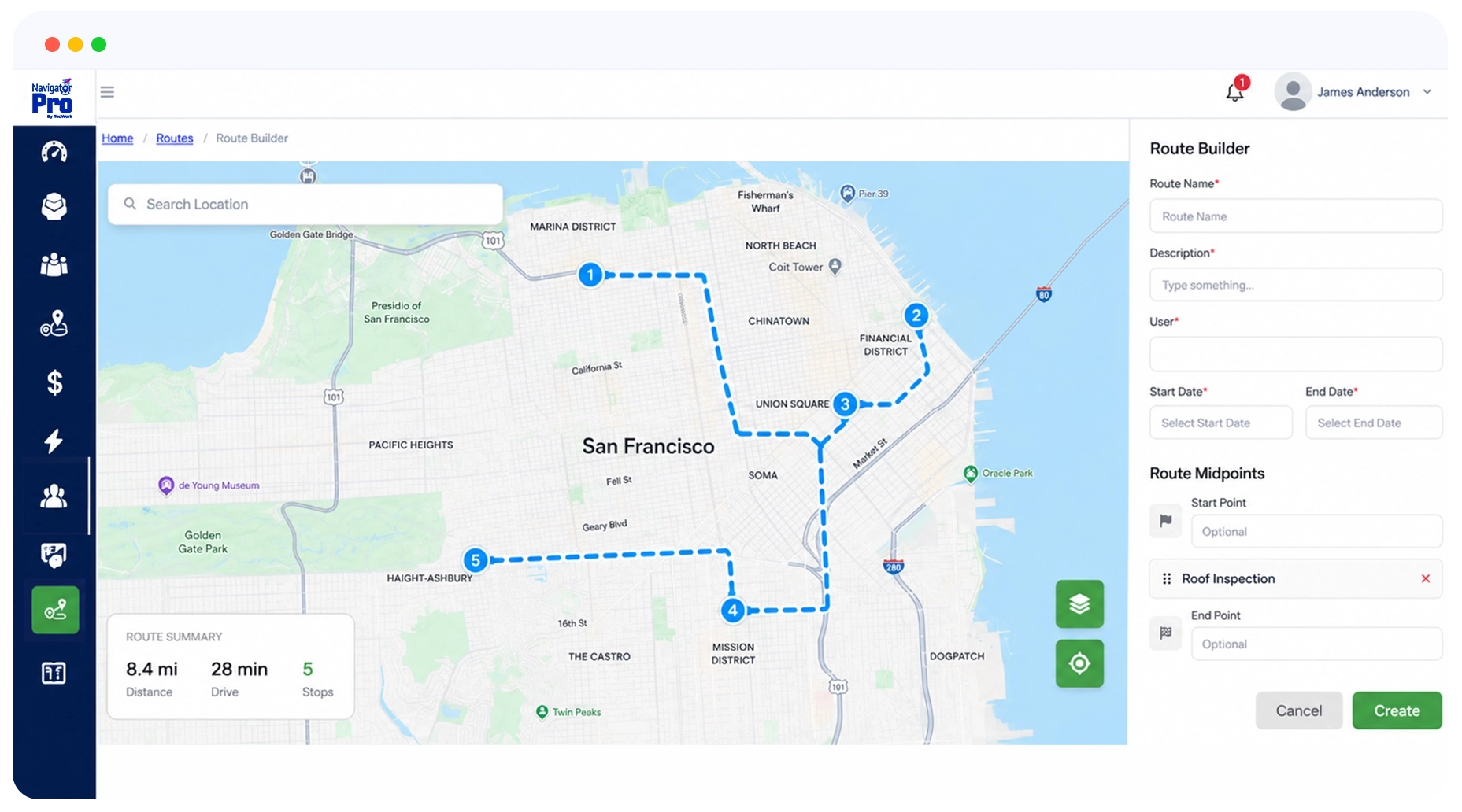 Routes preview